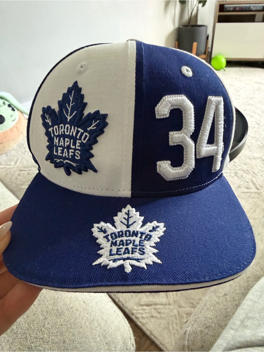 NHL Youth White and Blue Team Cap with Red Trim